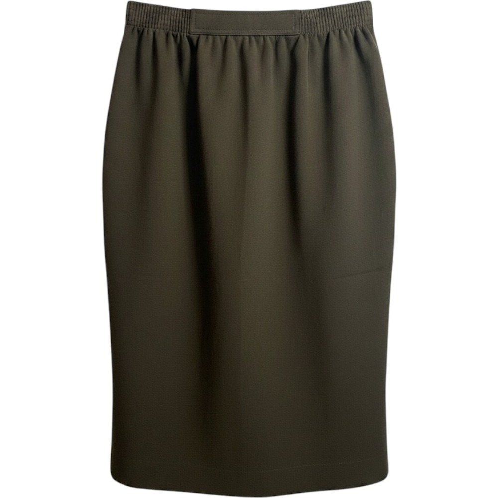 Donovan-Galvani Midi Skirt Womens M Green Excellent Elastic Waist Straight